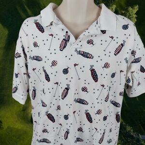 croft and barrow Men's Large USA Golf Polo Holiday Shirt